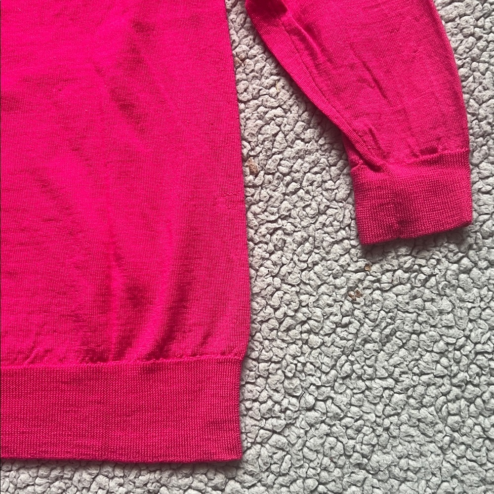 Bright Pink Ruffle-Front Crewneck Sweater - Picture 9 of 9